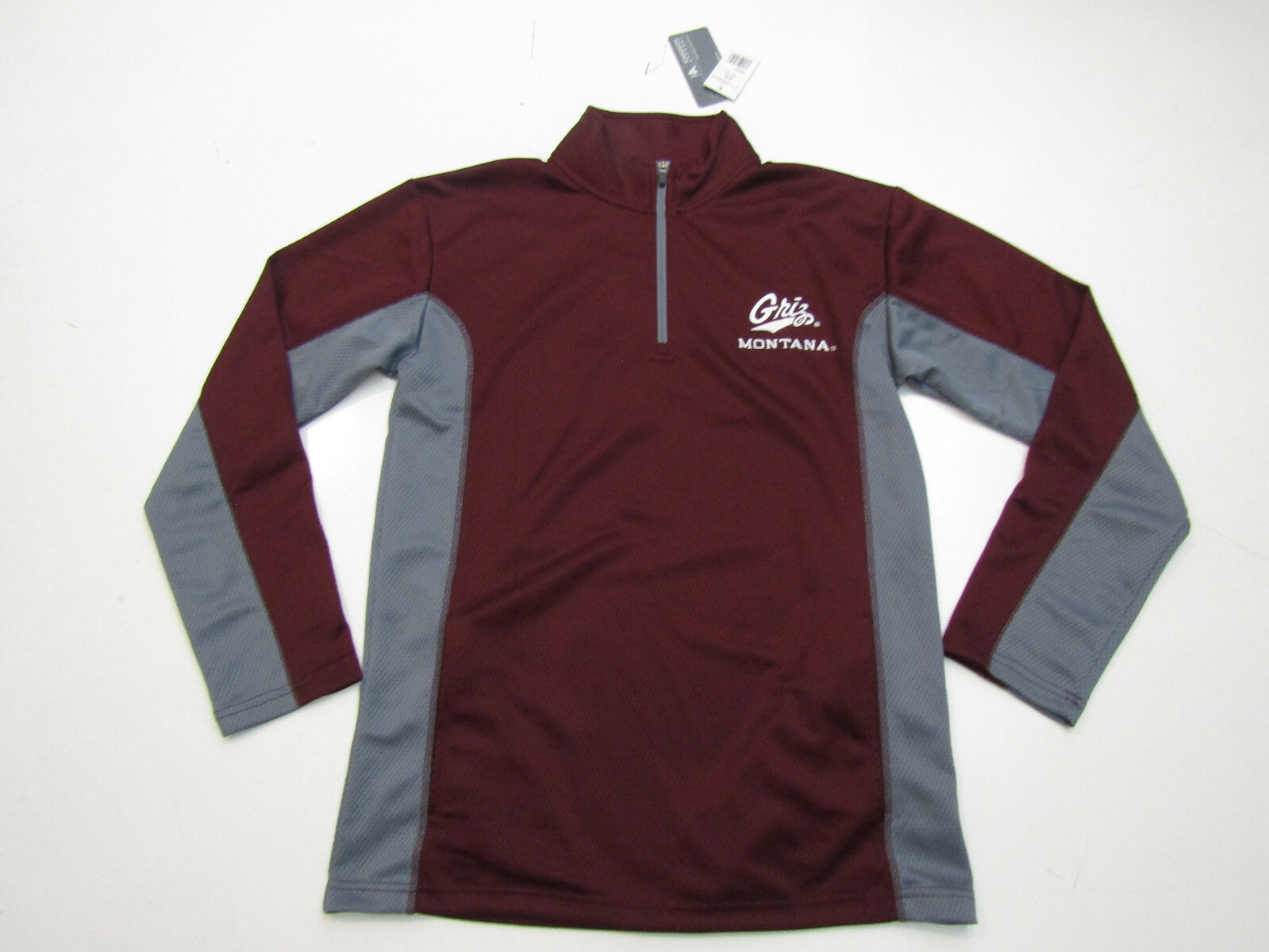 NWT Mens KNIGHTS APPAREL Maroon Gray MONTANA GRIZZLIES 1/4 Zip Pullover Medium gallery