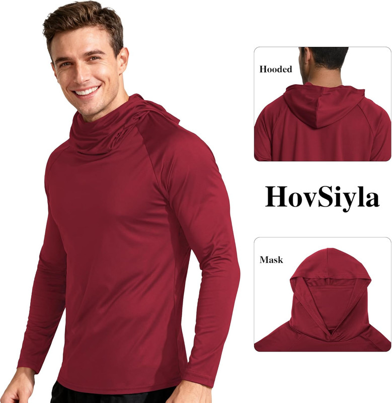 Mens Fishing Hoodie UV Sun Protection Shirts UPF Rash Guard Long Sleeve Shirts H gallery