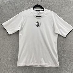 Y2K Adidas Tee Men Large L White Central Embroidered Logo Climarcool Streetwear