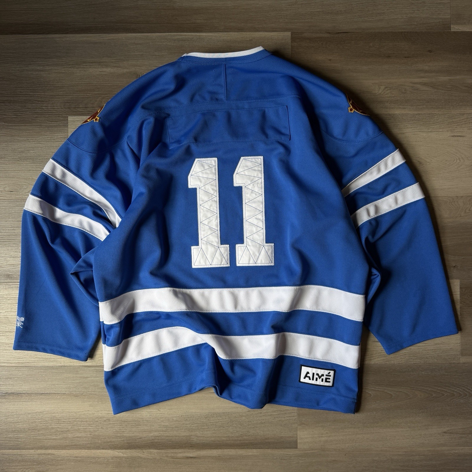 Aime Leon Dore ALD Blue Team Hockey Jersey Embroidered Logo Patches Men’s Sz XL gallery