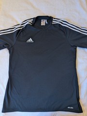 adidas Men’s Climalite Soccer Training Jersey Shirt Black White 3-Stripe Size M