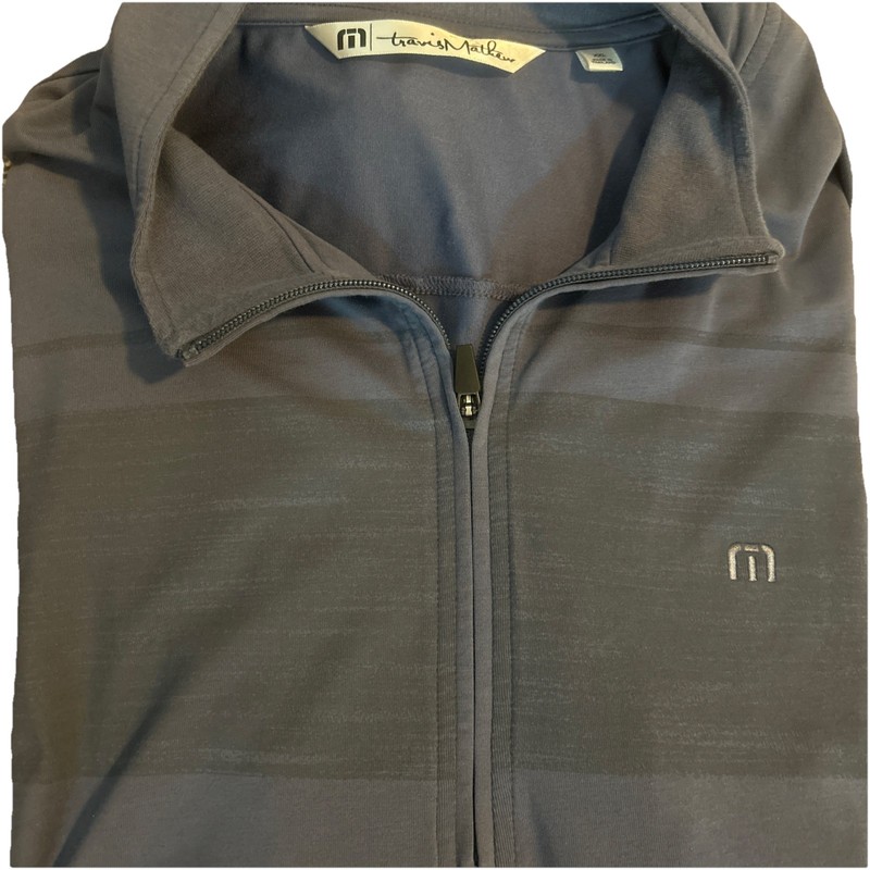 Travis Mathew Pullover Mens XXL Quarter Zip Lightweight Mock Golf Blue Striped gallery