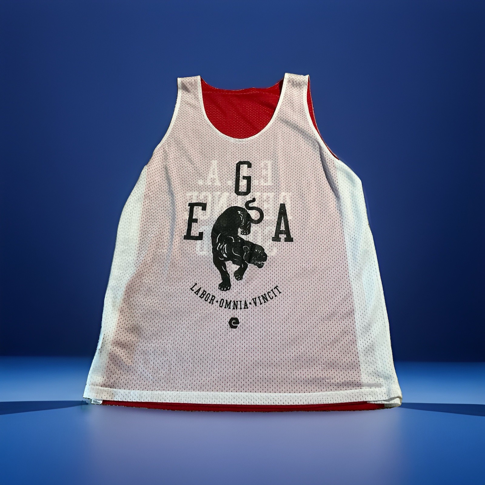 Men’s Reversible Mesh Jersey Tank Top Red/White Graphic Logo Scoop Neck L gallery