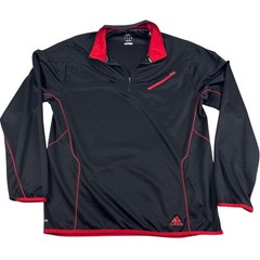 Adidas Climalite Pullover Mens Large Black Red Golf 1/4 Zip Athletic Preppy Work