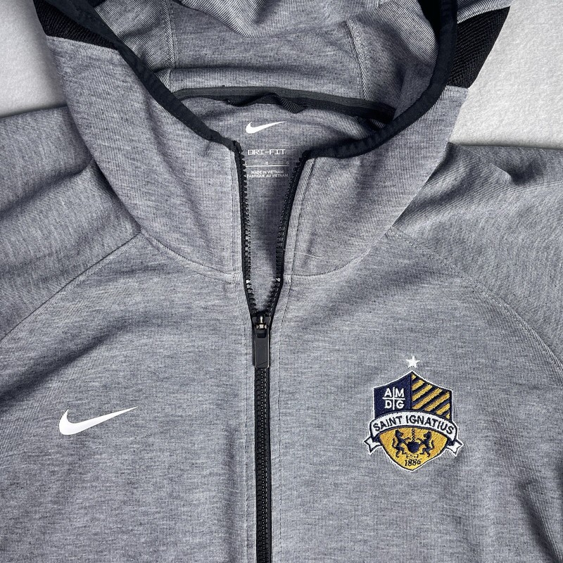 Nike Hoodie Pullover Men Large Gray Full Zip Jacket Athleisure Active Dri-Fit gallery