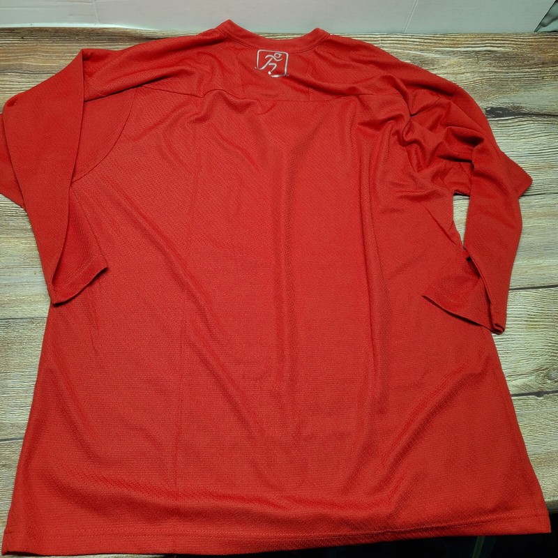 NEW Kamazu Mens Adult Size Medium Solid Red Long Sleeve Hockey Jersey gallery