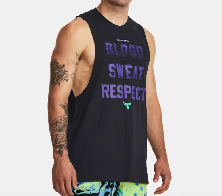 Under Armour Men’s M Project Rock Blood Sweat Respect Muscle Tank 1379841-001 gallery
