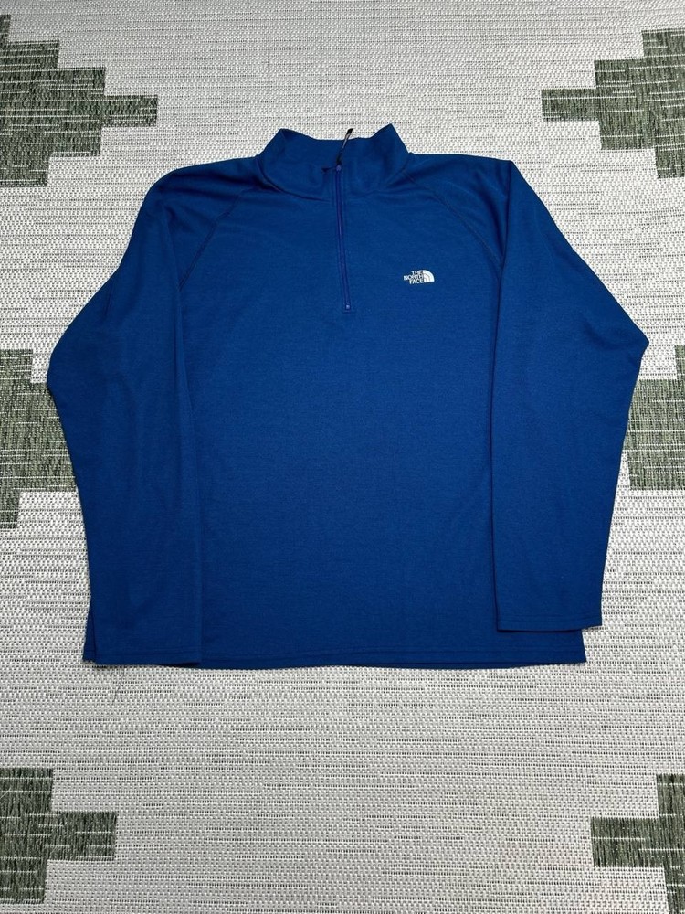 The North Face Pullover Top Mens XL Blue Knit Quarter Zip Mock Neck Warm Winter