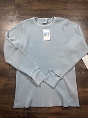 Nike Life Heavyweight Waffle Thermal Long Sleeve Flat Blue Mens M FZ6579-422