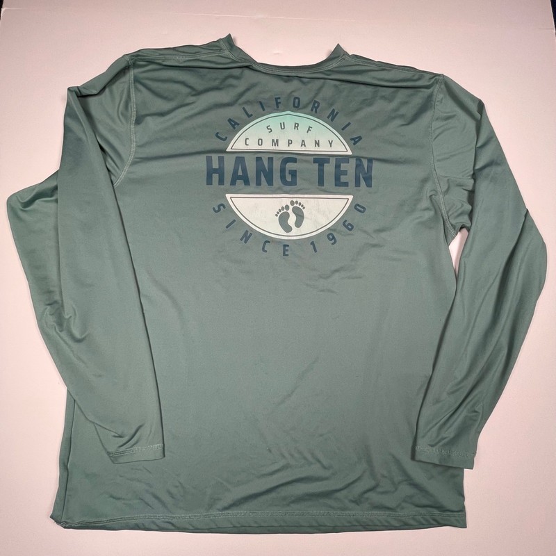 Hang Ten Mens UPF 50+ Long Sleeve Sun Shirt Teal Green California Surf Large gallery
