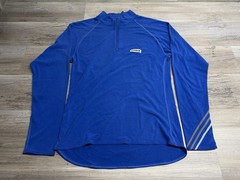 Vintage Hind Running Shirt Mens Size Large Blue Long Sleeve 1/4 Zip Performance