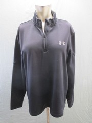 Under Armour Size M Mens Black 1/4 Zip Activewear Sport Athletic Pull Over 866