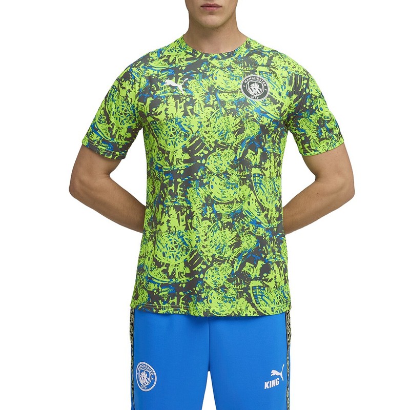 PUMA Manchester City F.C. Warm Up Crew Neck Short Sleeve Soccer Jersey Mens Size gallery