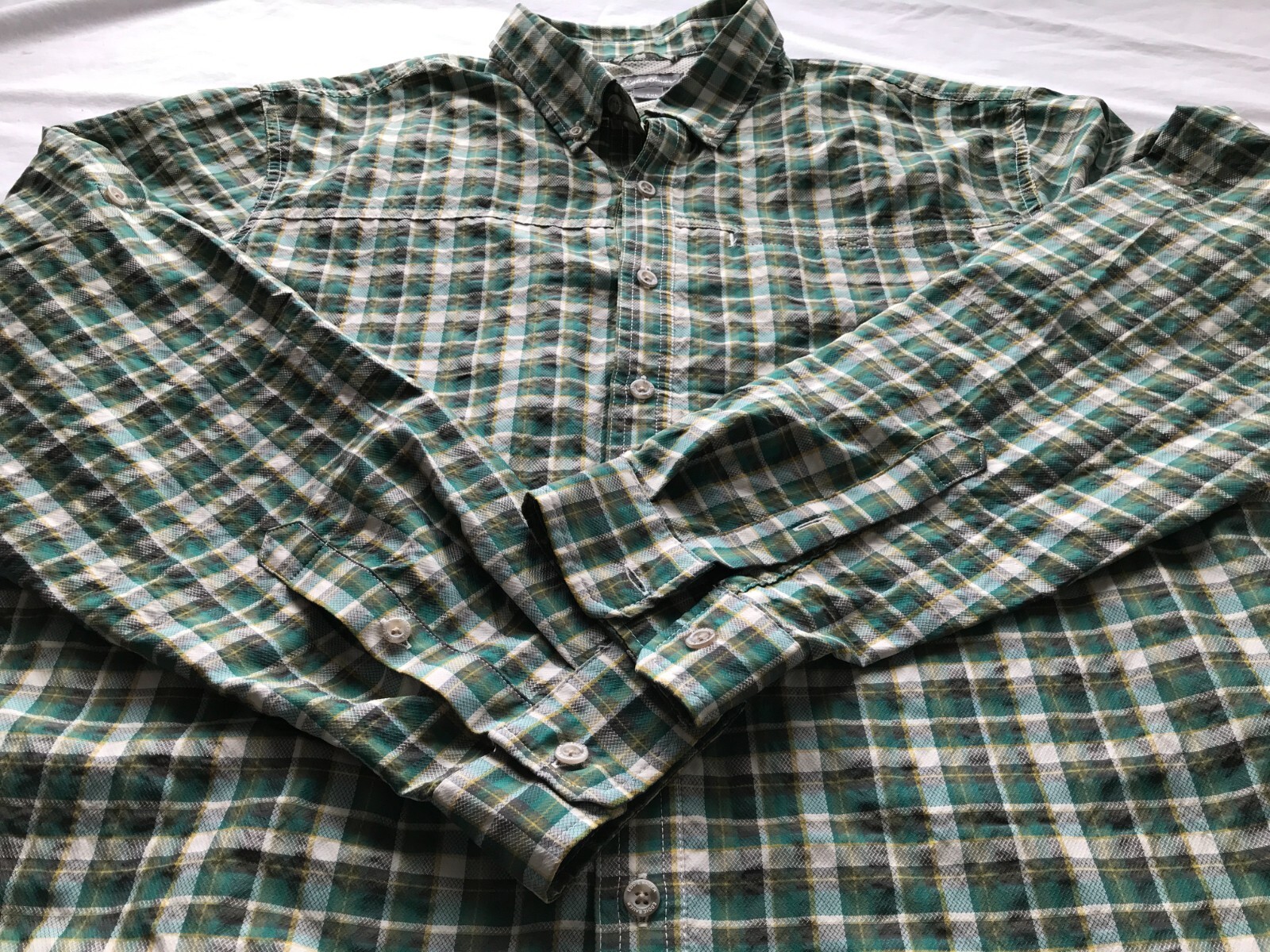 Eddie Bauer Ripstop Guide Mens Button Down Hunting Fishing L/S Shirt Size XLT gallery