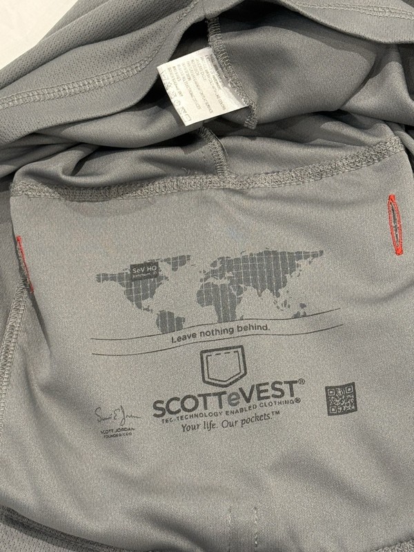 SCOTTeVEST TEC Performance Pullover Mens S Gray 1/4 Zip Hidden Pockets gallery