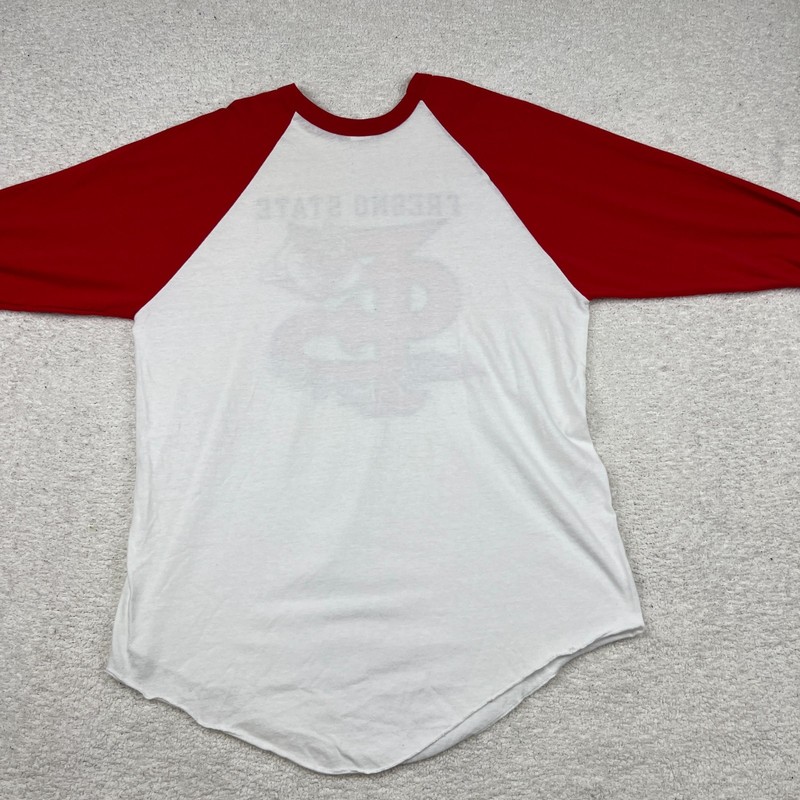 VTG Fresno State Bulldogs Baseball Shirt Mens L White Red Russell Football gallery