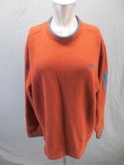 The North Face Size L Men Orange Sherpa Long Sleeve Outdoor Hiking Pull Over 398