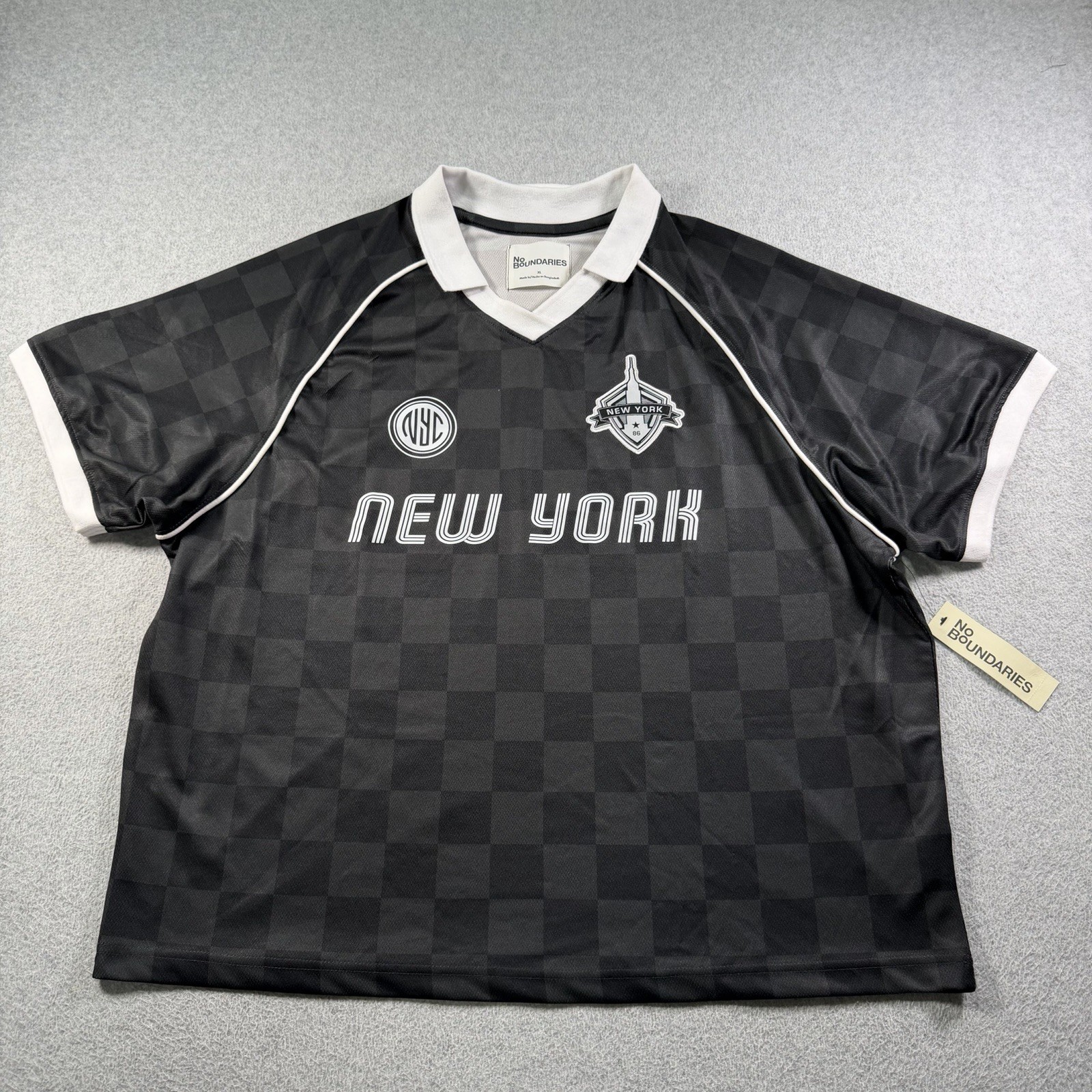 No Boundaries Mesh Soccer Jersey Men’s 2XL Black Checkered New York Streetwear gallery