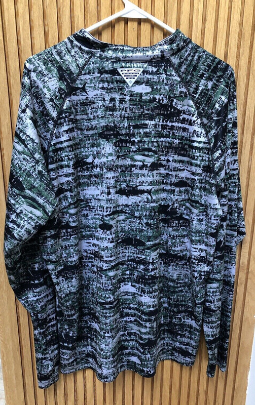COLUMBIA PFG 1/4 Zip Digital Camo L/S Pullover OmniShade Fish Shirt Men's L gallery