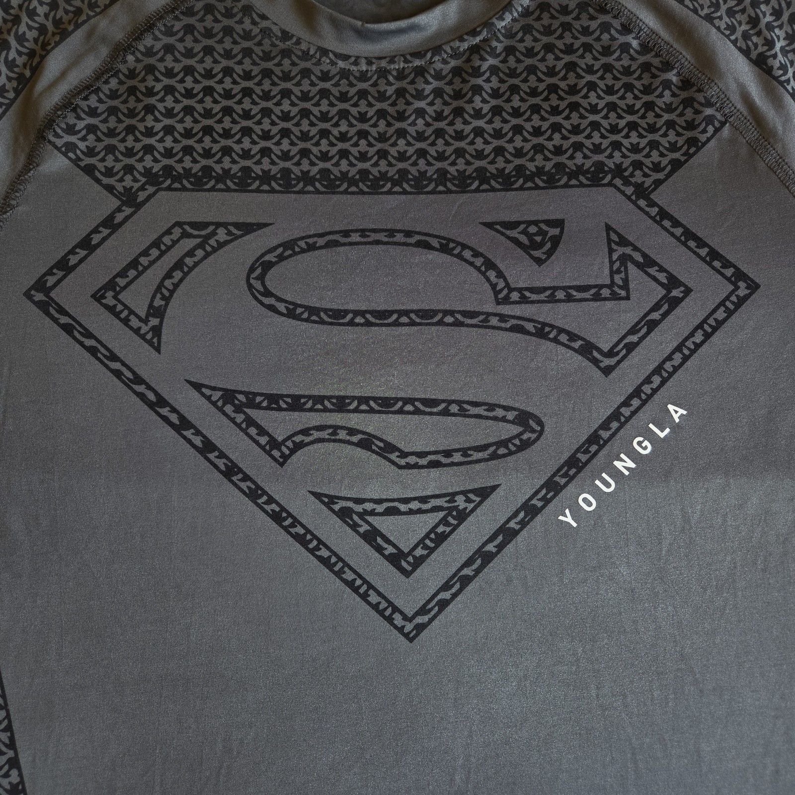 YoungLA x Superman Compression Athletic Performance Gymwear Grey L T-Shirt Tee gallery