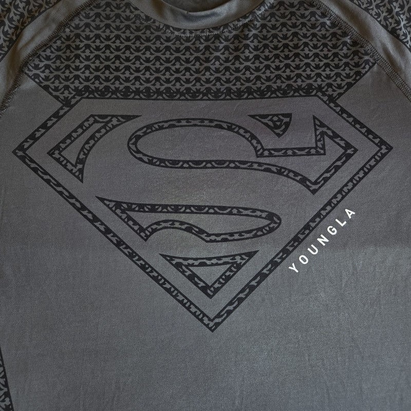 YoungLA x Superman Compression Athletic Performance Gymwear Grey L T-Shirt Tee gallery