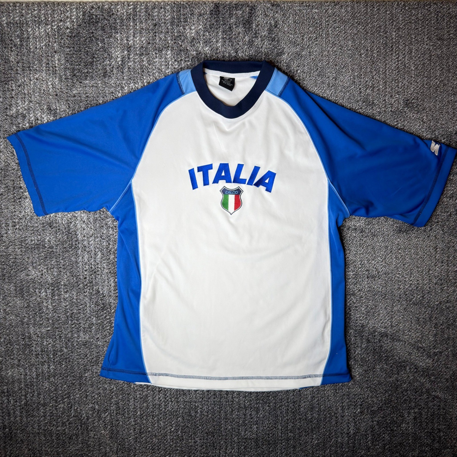 Starter Italia Calcio Soccer Jersey Mens Medium Blue White Embroidered RN 104648 gallery