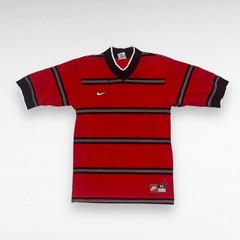 VTG Nike Team 90s #13 Sports V Neck Red Black Striped Jersey Shirt USA Made XS
