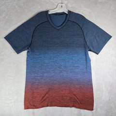 Lululemon Metal Vent Tech Short Sleeve V-Neck T-Shirt Sz Large Blue Red Gradient