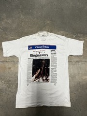 Vintage 1996 Chicago Bulls Champion Ringmasters Newspaper T-Shirt L