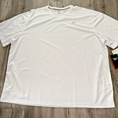 Reebok Speedwick Solid Performance T-Shirt Mens 4XL White Wicking Crewneck NEW
