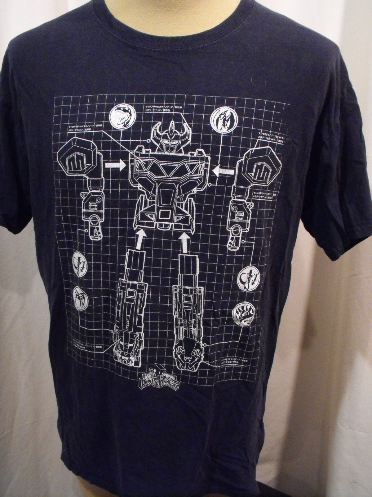 Mighty Morphin Power Rangers Megazord Gundam Dark Blue T Shirt - Men's Large gallery