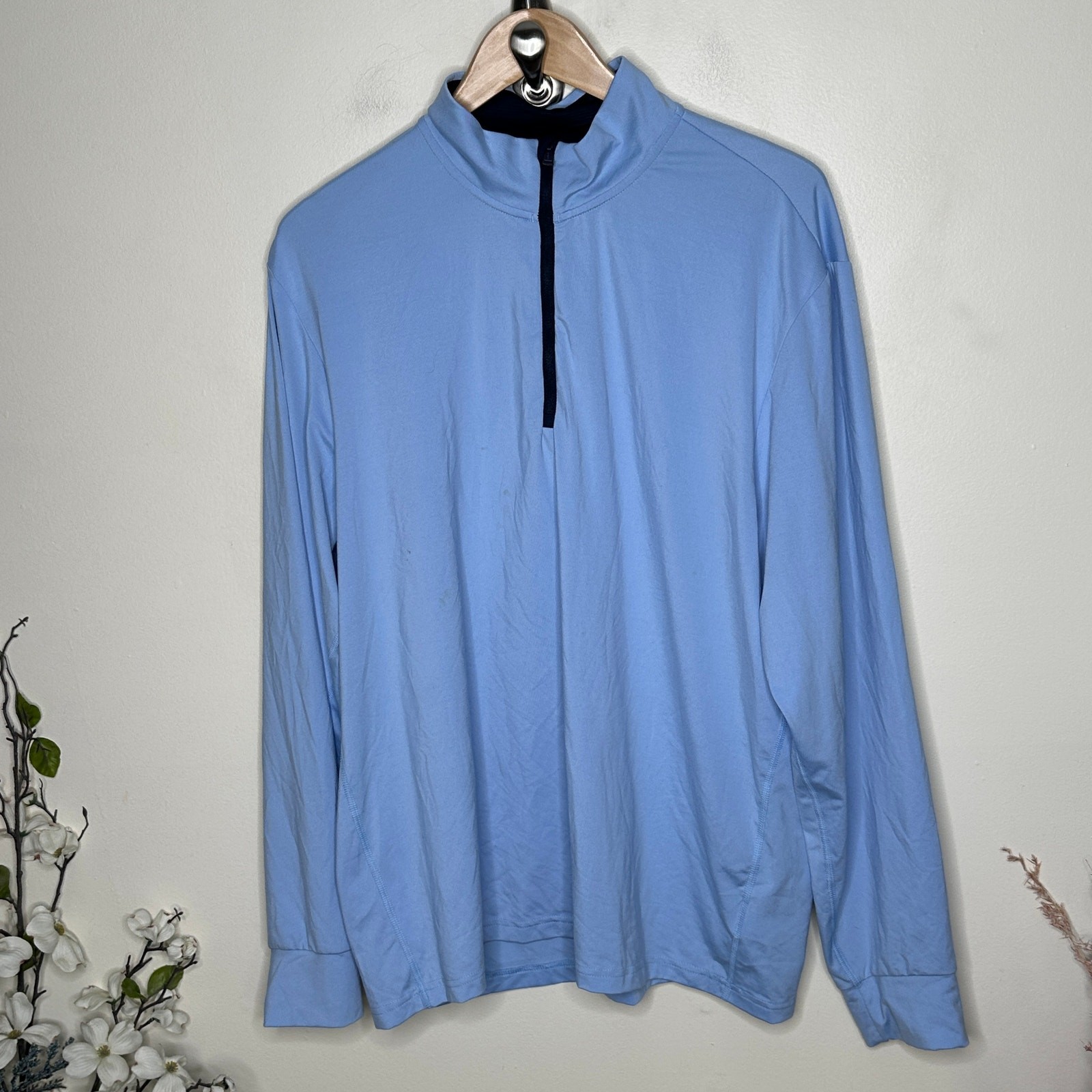POLO RALPH LAUREN Performance Quarter-Zip Pullover Harbor Island Blue Sz XL {E7} gallery