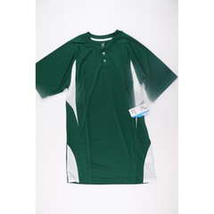 Champro Baseball Jersey Two Button Henley Small Green White Athletic Team Sports