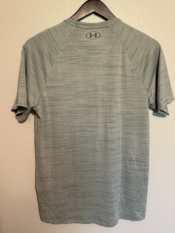 Under Armour Men's M The Tech Tee White Gray Stripe Performance Wear gallery