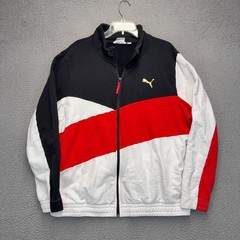 Puma Basketball Track Jacket Mens 2XL White Black Red Full Zip Art of Sport