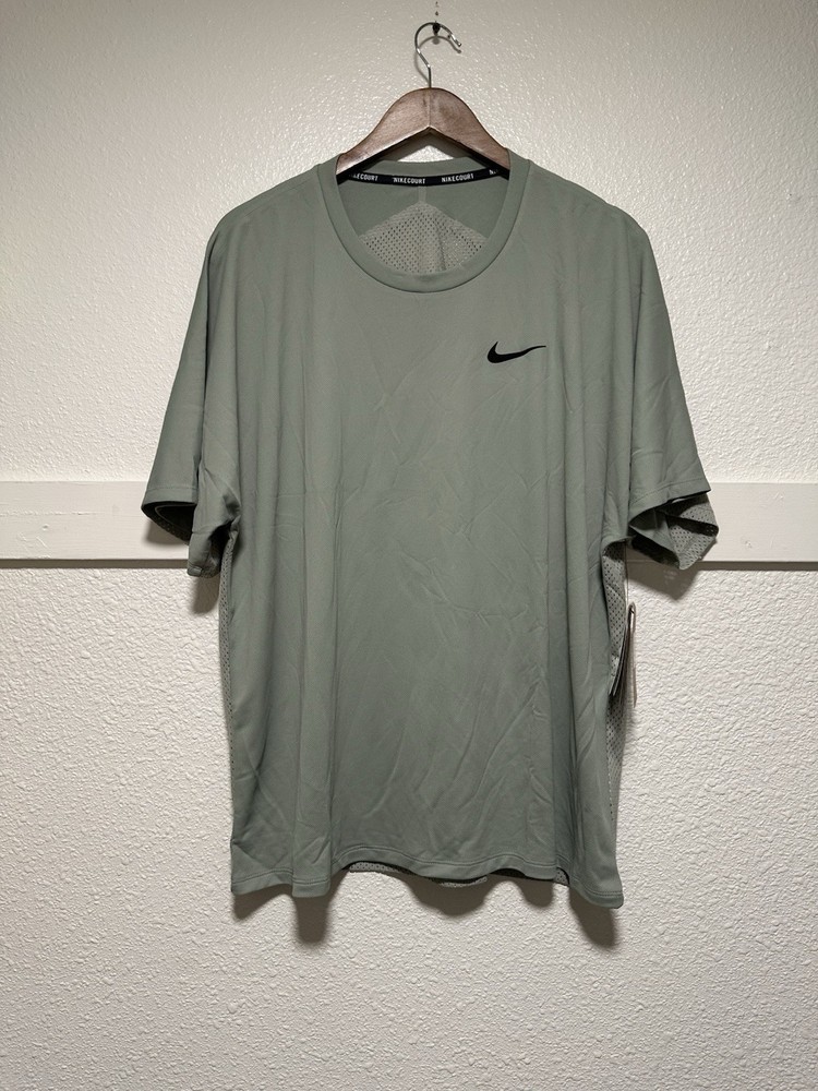 Nike Court Dri-Fit Slam Tennis Shirt Jade Green Men’s Size Large FQ2053-370