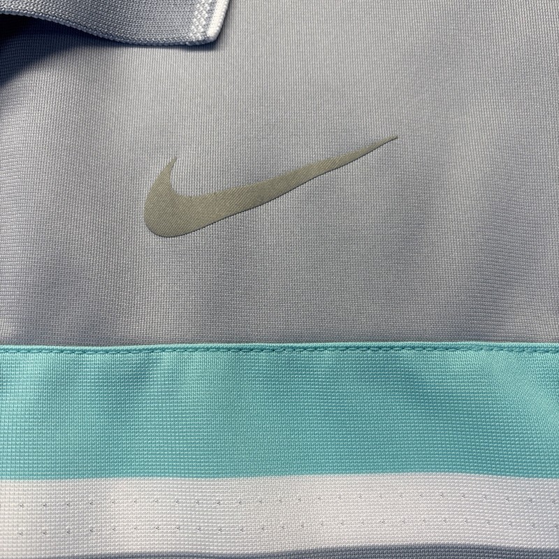 Nike Golf Tour Performance Dri Fit Gray White Green Stripe Men's Polo Shirt XXL gallery