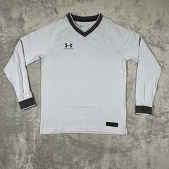 Under Armour Men’s Large Accelerate Retro Long Sleeve Jersey Shirt V-Neck Gray