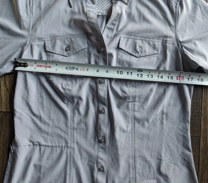 ExOfficio Mens Medium (48 in Chest) Gray Vented Back Roll-Tab Sleeve Button Down gallery