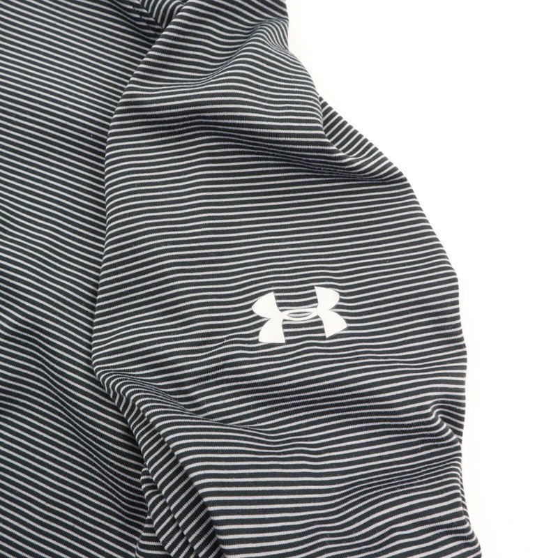 Under Armour 1/2 Zip Golf Pullover Shirt Men's Large Black Gray Striped Active gallery
