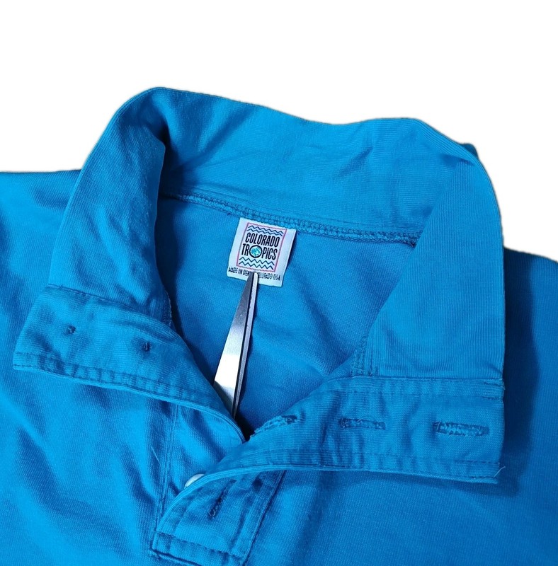 Vtg USA Terry Mock Golf Popover Top Sz XL Blue Koelle Experience Embroidered gallery