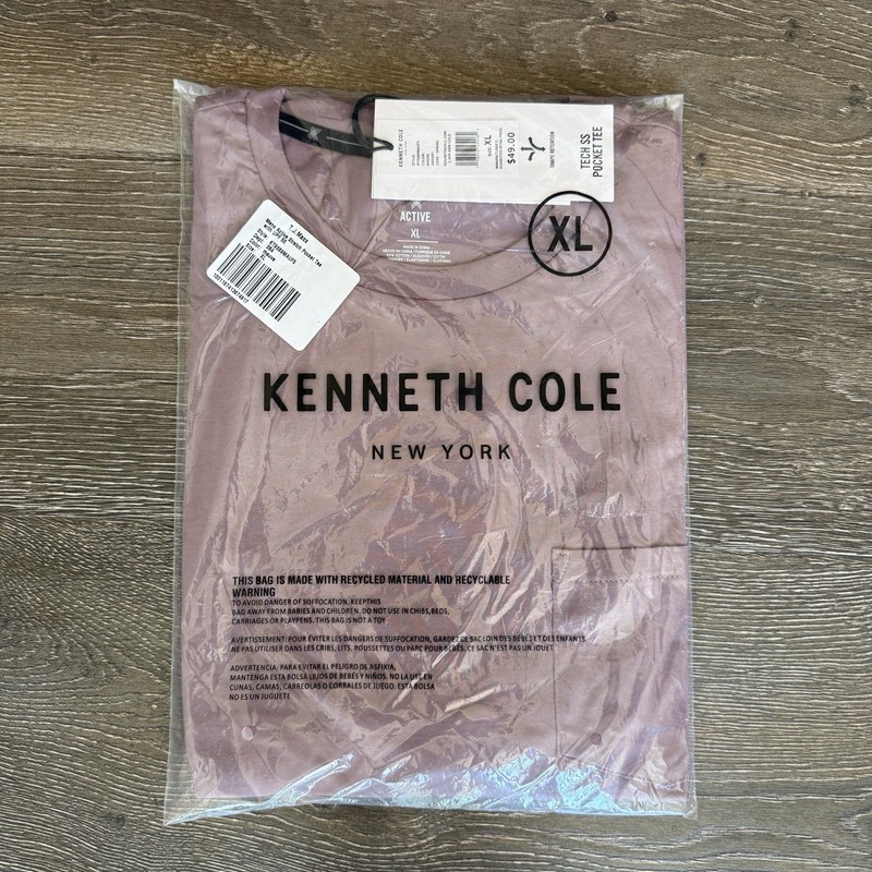 Kenneth Cole Mens Active Tech Short Sleeve T-Shirt Pocket Tee Mauve SPF 50+ gallery