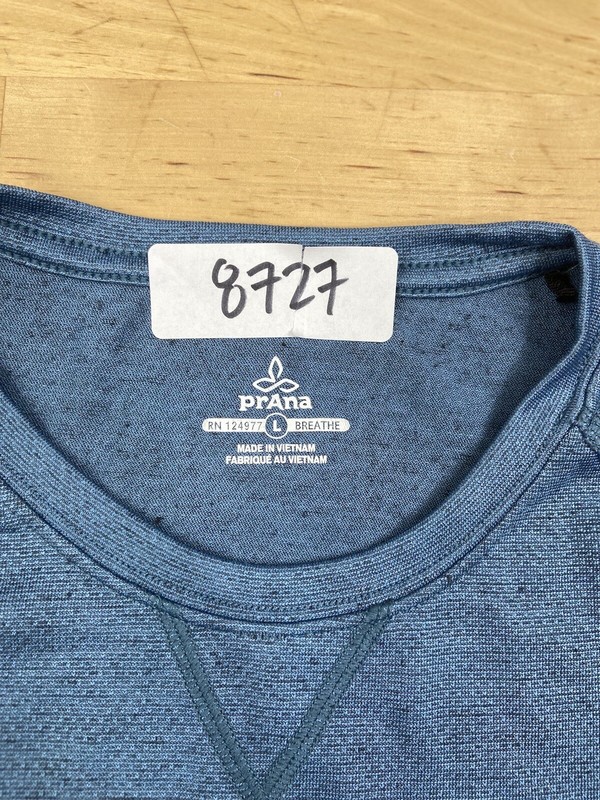 prAna Athletic T Shirt Mens L Blue Casual Activewear Outdoor Crew Neck #8727 gallery