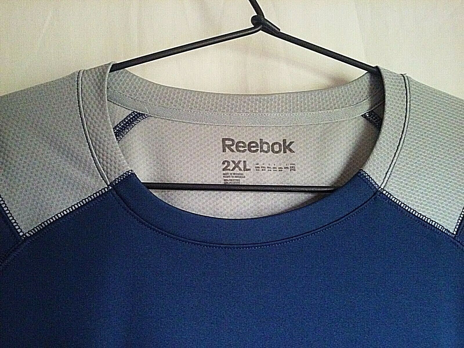 Reebok Mens Active Short Sleeve T Shirt Gray And Blue Size 2XL gallery