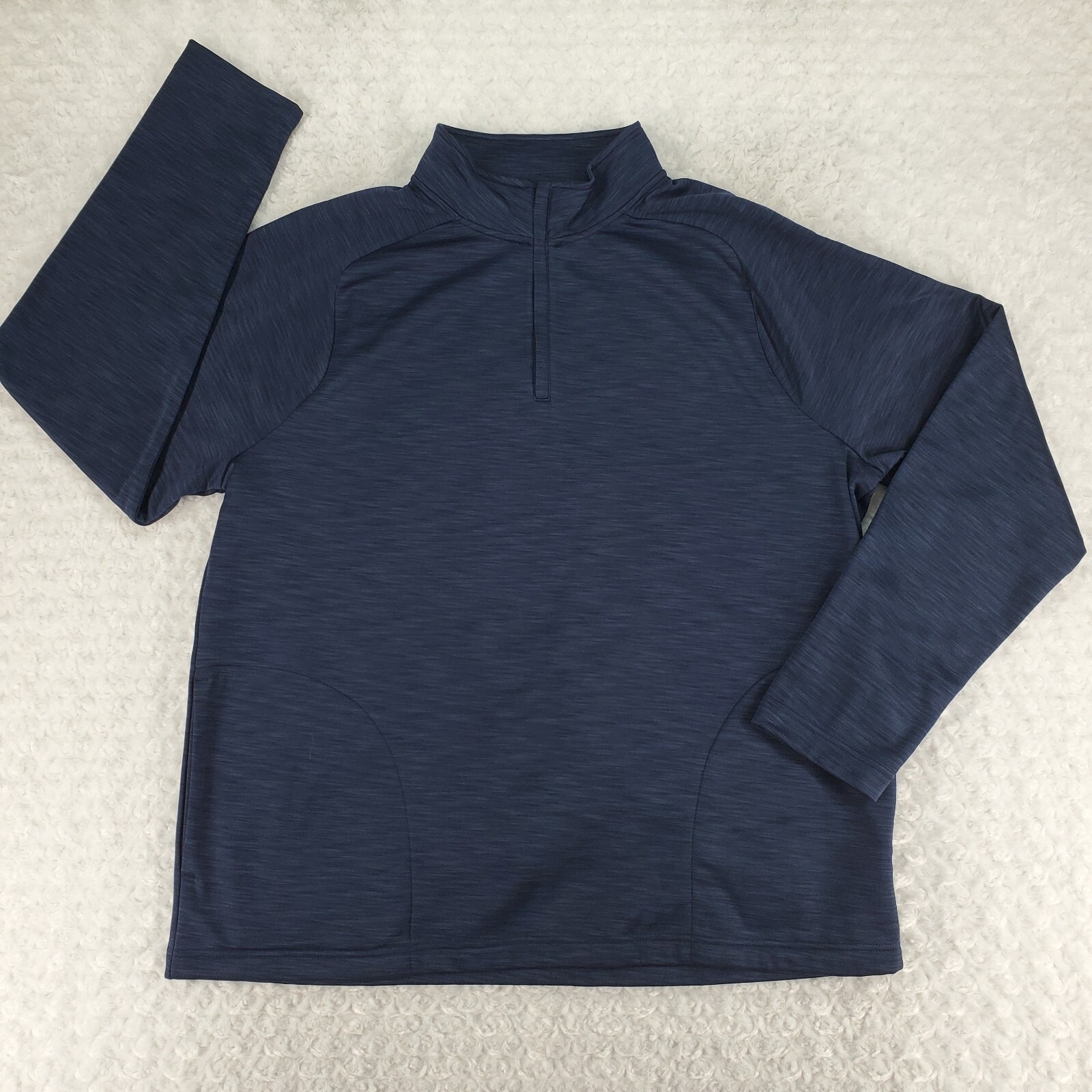 Tek Gear 1/4 Zip Pullover Men 2XL Navy Long Sleeve Mock Neck Pockets Stretch gallery