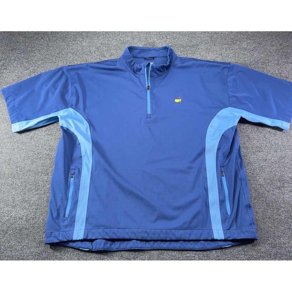 Masters Tech Mens XXL Blue Quarter Zip Golf Pullover Short Sleeve Jacket Logo gallery