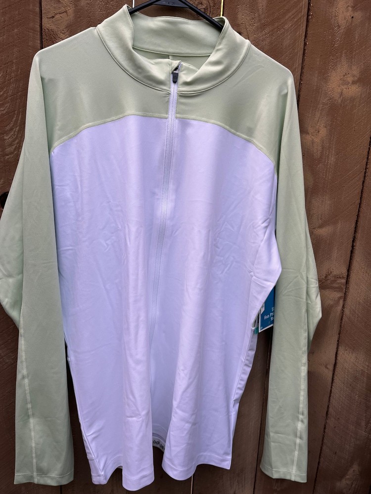 Coolibar Menorca Light Green/White Full Zip Water Jacket Men's XL UPF 50+