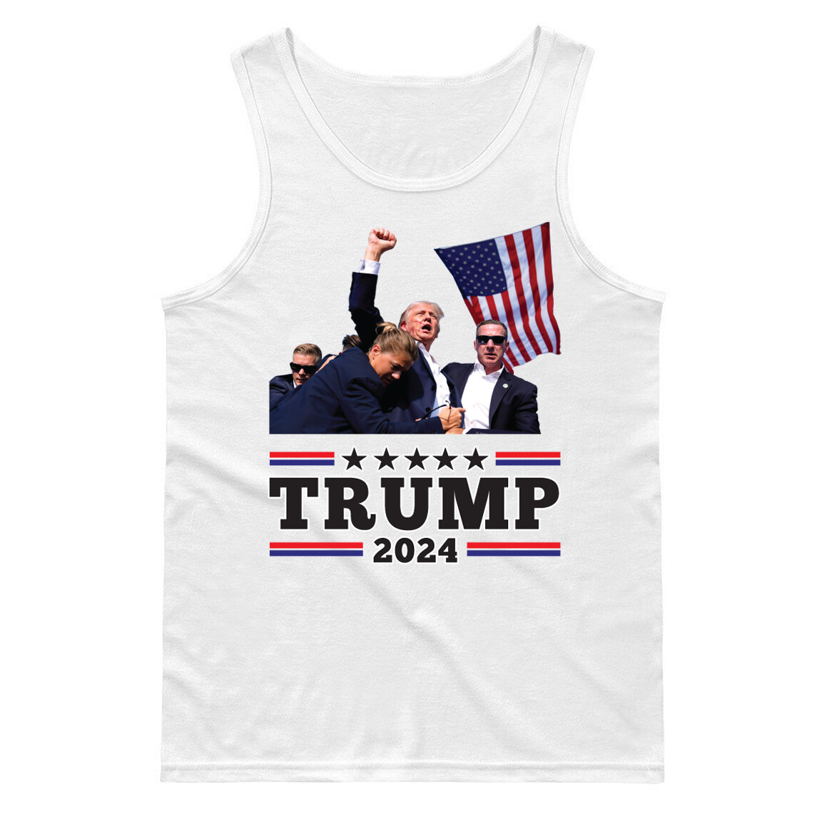 🔥 Donald Trump 2024 Men's Tank top MAGA Never Surrender Bullet Proof shot USA gallery