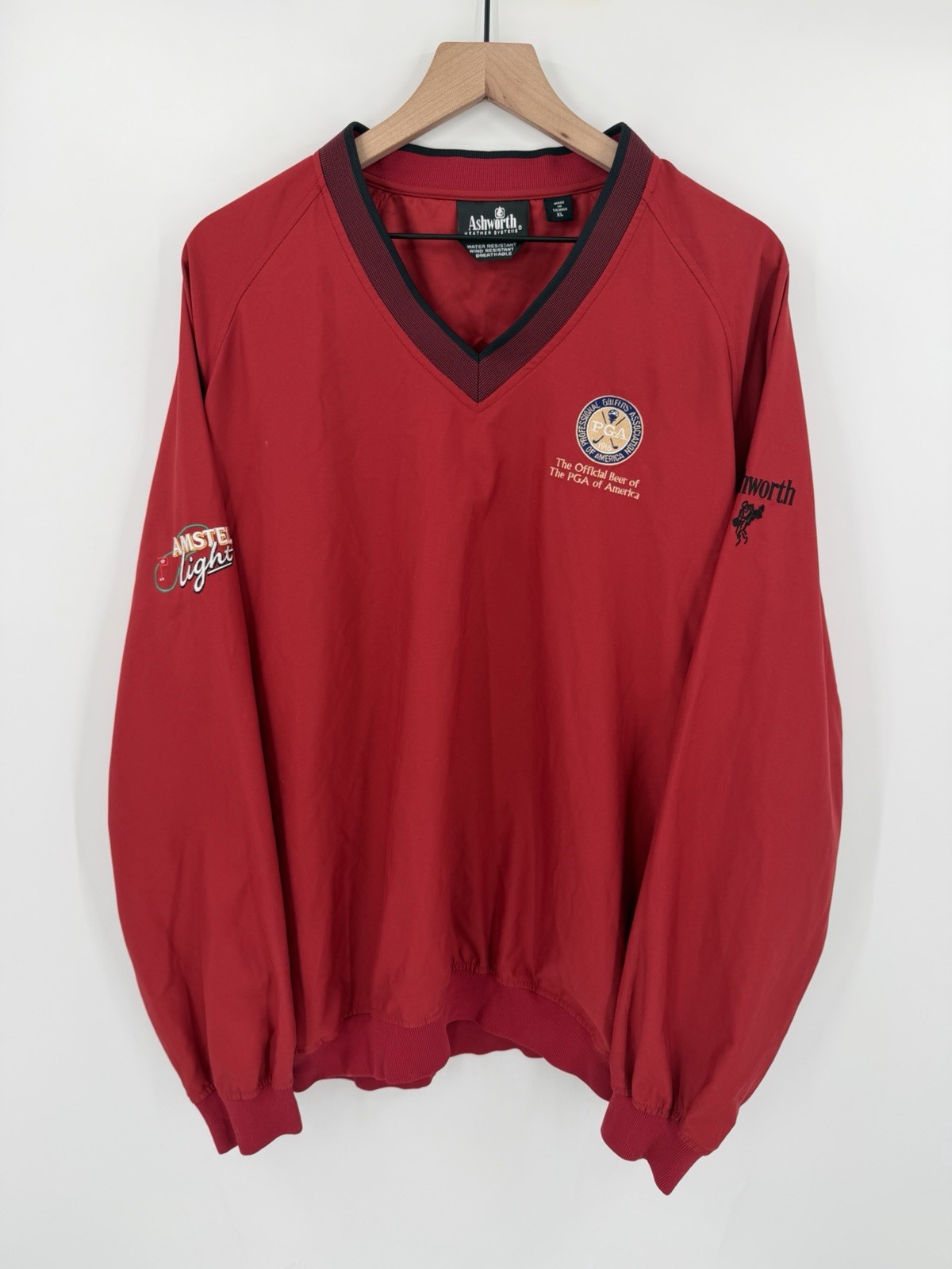 Ashworth PGA Tour Issue Golf Jacket Men’s XL Red Windbreaker Pullover Tour Logos gallery