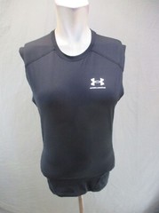 Under Armour HEAT GEAR Size M Mens BLK Crew Neck Sleeveless Athletic Top 548